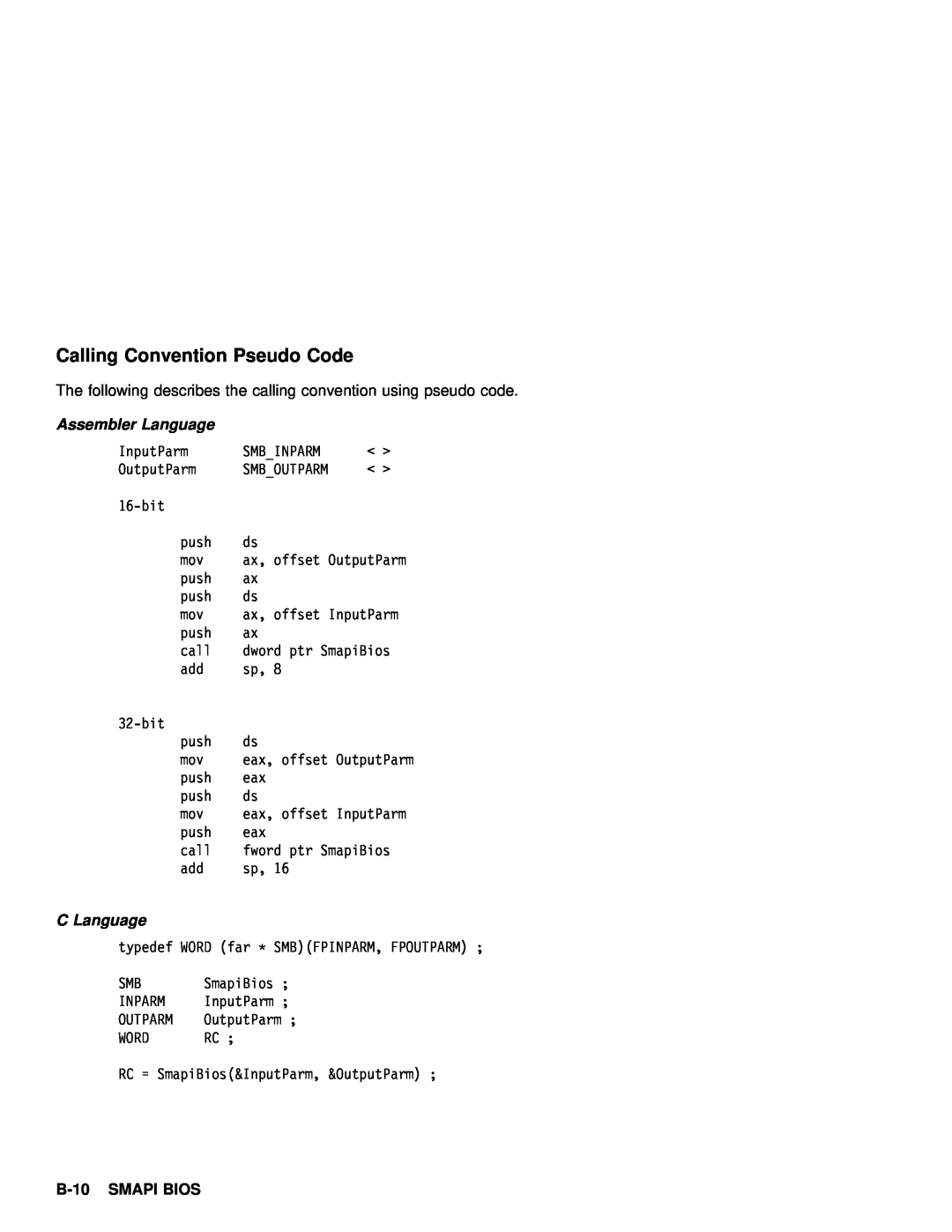 IBM 770 manual Calling Convention Pseudo Code, B-10 