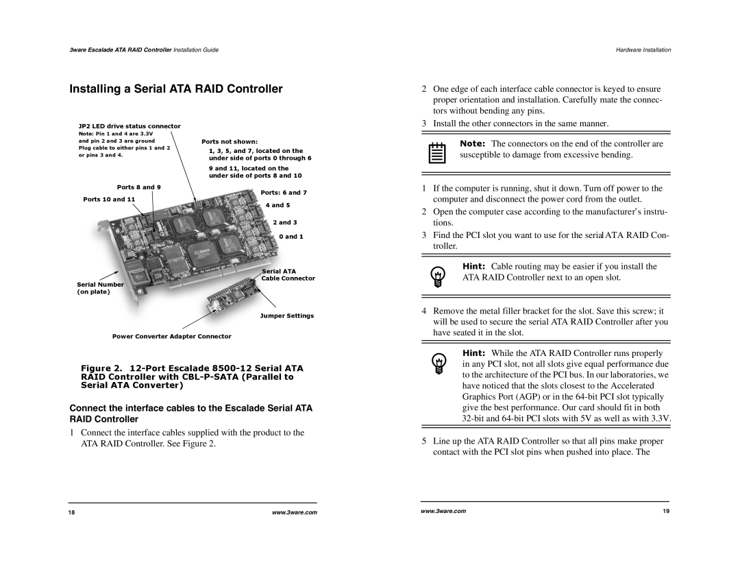 IBM 8000 Series, 7000 Series manual Installing a Serial ATA RAID Controller, Tors without bending any pins 