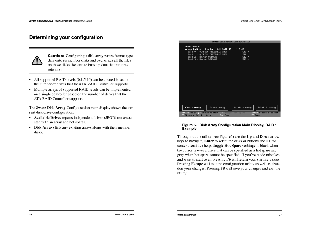 IBM 7000 Series, 8000 Series manual Determining your configuration, Disk Array Configuration Main Display, RAID 1 Example 