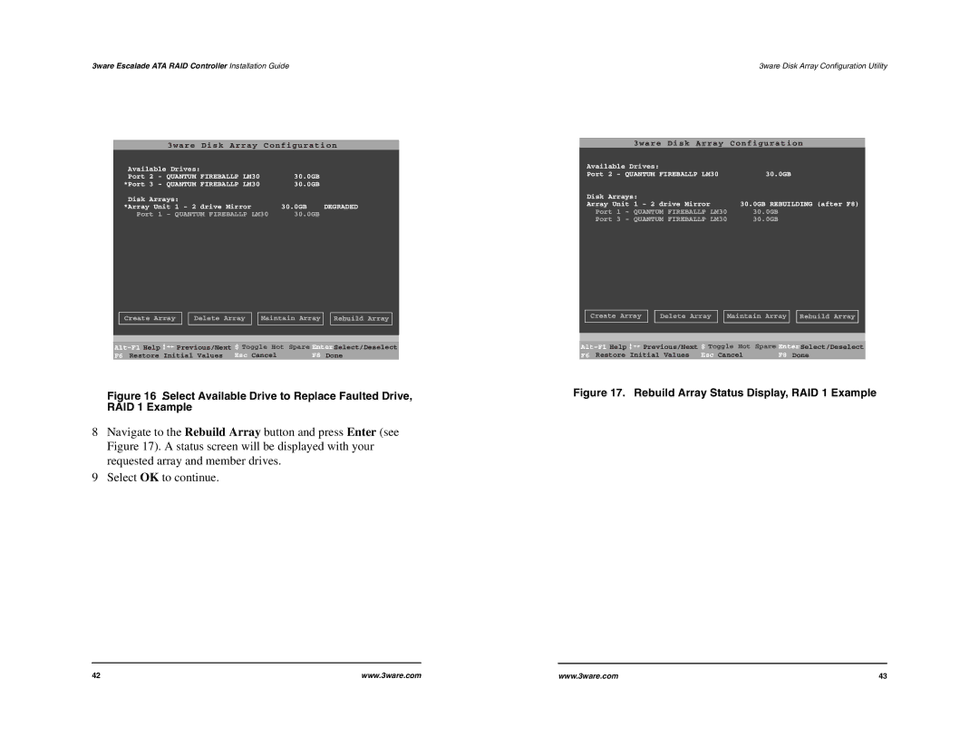 IBM 7000 Series, 8000 Series manual Rebuild Array Status Display, RAID 1 Example 