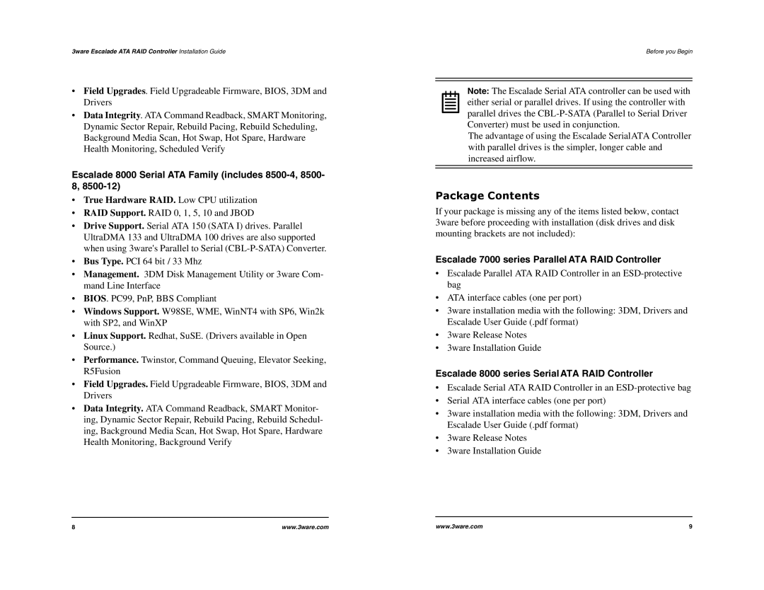 IBM 8000 Series, 7000 Series manual Package Contents 