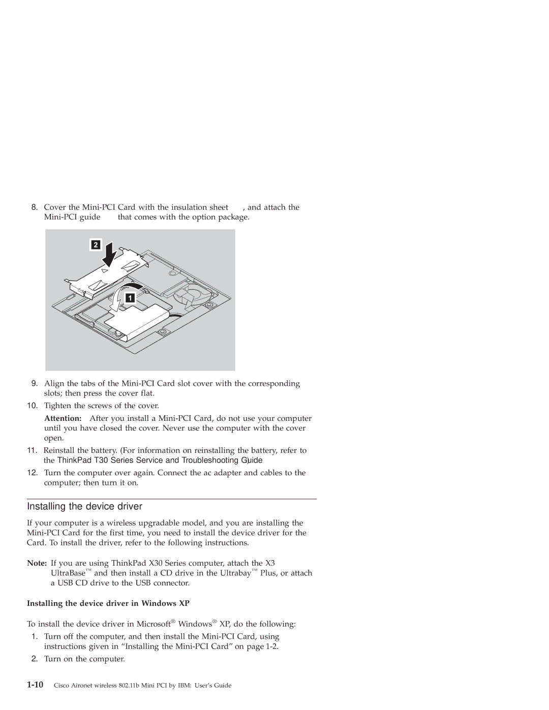 IBM 802.11B manual Installing the device driver in Windows XP 