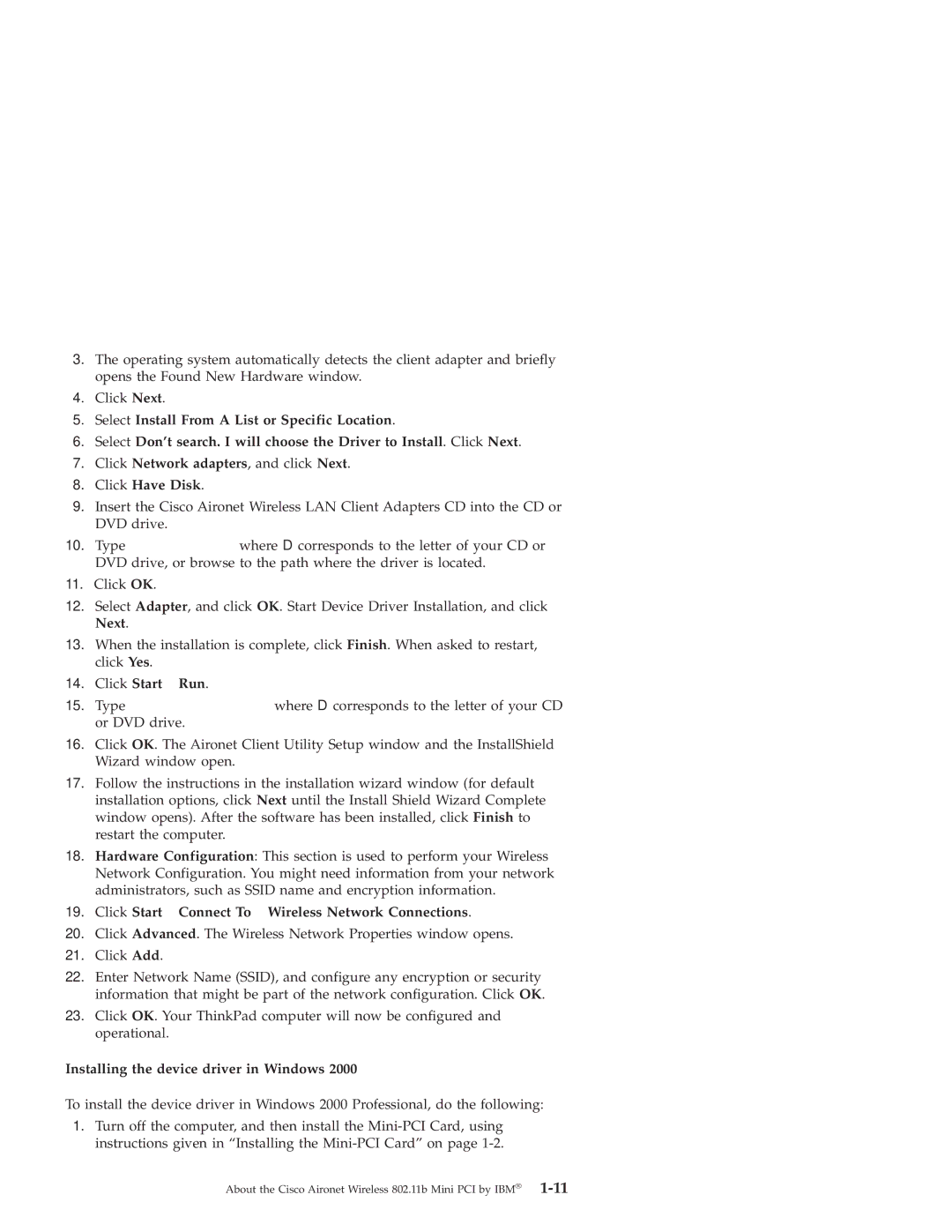 IBM 802.11B manual Click Start → Run, Click Start → Connect To → Wireless Network Connections 