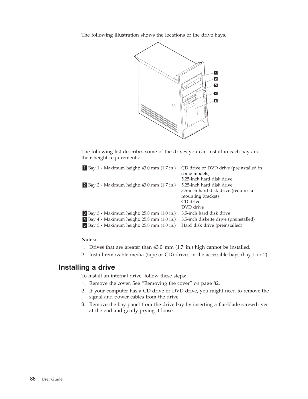 IBM 8190, 8128, 8185, 8189, 8186, 8187, 8188 manual Installing a drive 