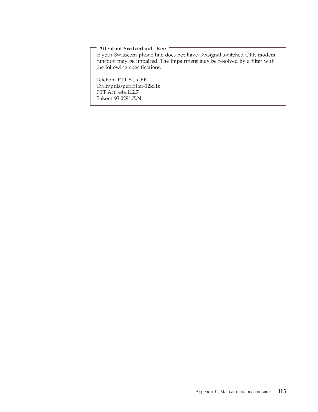 IBM 8186, 8128, 8185, 8189, 8187, 8188, 8190 manual Appendix C. Manual modem commands 