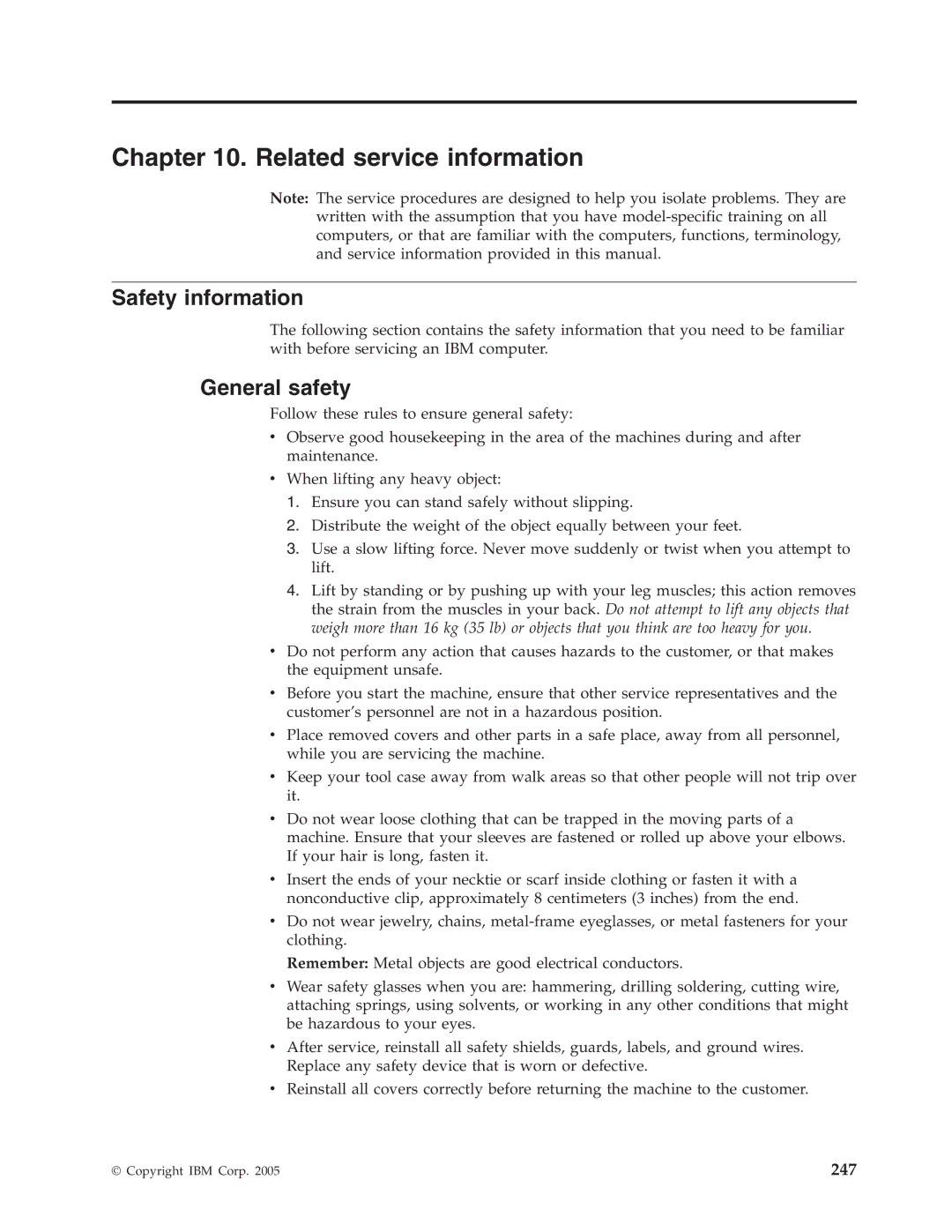 IBM 8185, 8128, 8189, 8195, 8186, 8187, 8191, 8188, 8197, 8193, 8194, 8192, 8190, 8196 manual Safety information, General safety 