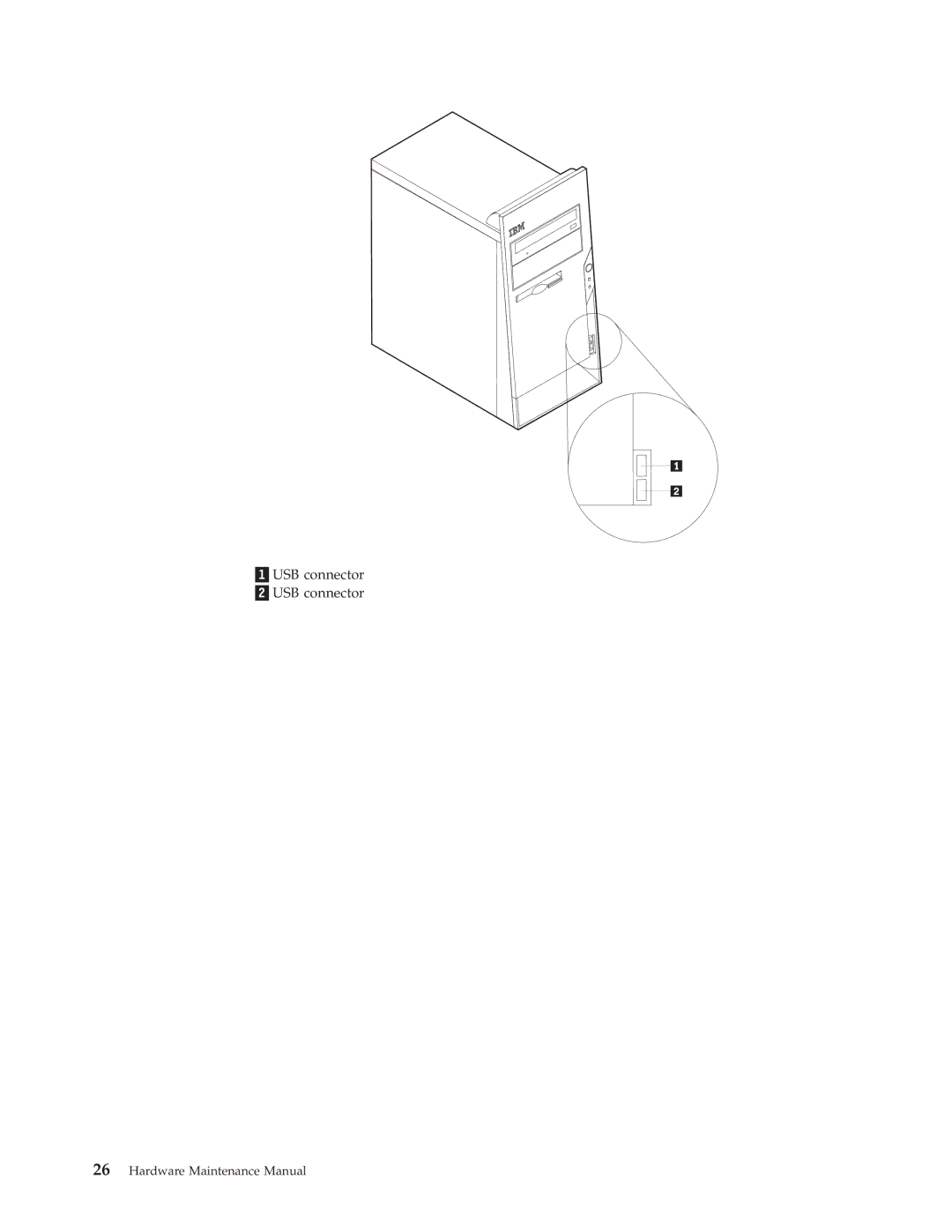 IBM 8186, 8128, 8185, 8189, 8195, 8187, 8191, 8188, 8197, 8193, 8194, 8192, 8190, 8196 manual 1USB connector 2USB connector 