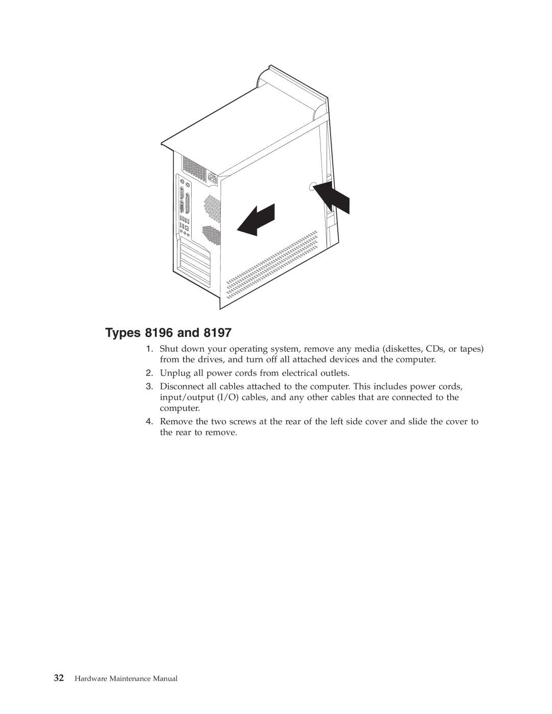 IBM 8194, 8128, 8185, 8189, 8195, 8186, 8187, 8191, 8188, 8197, 8193, 8192, 8190 manual Types 8196 