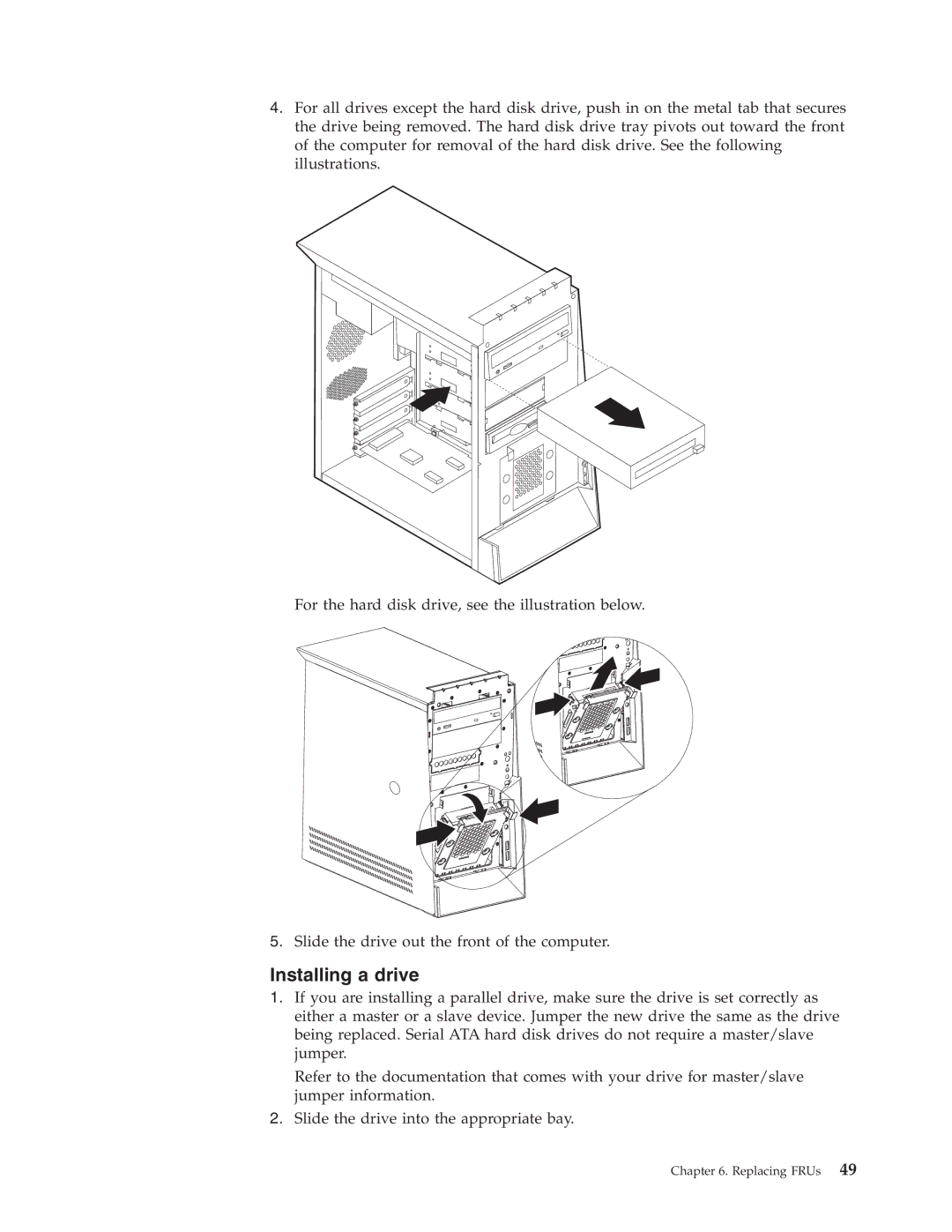 IBM 8196, 8128, 8185, 8189, 8195, 8186, 8187, 8191, 8188, 8197, 8193, 8194, 8192, 8190 manual Installing a drive 