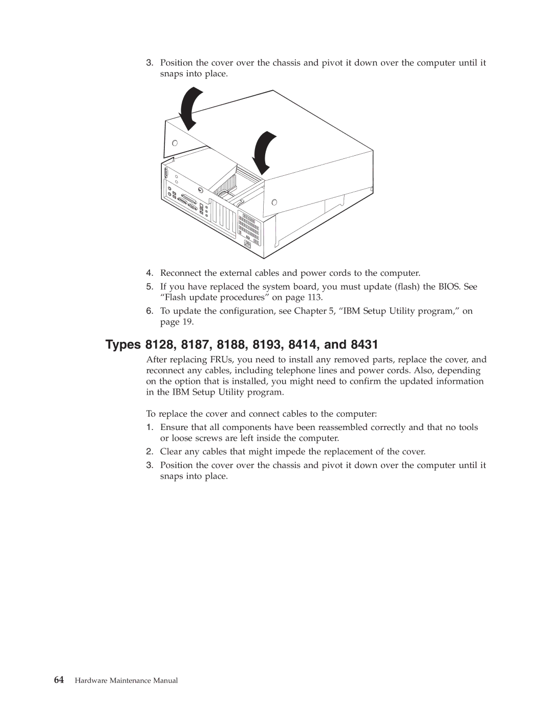 IBM 8185, 8189, 8195, 8186, 8191, 8197, 8194, 8192, 8190, 8196 manual Types 8128, 8187, 8188, 8193, 8414 