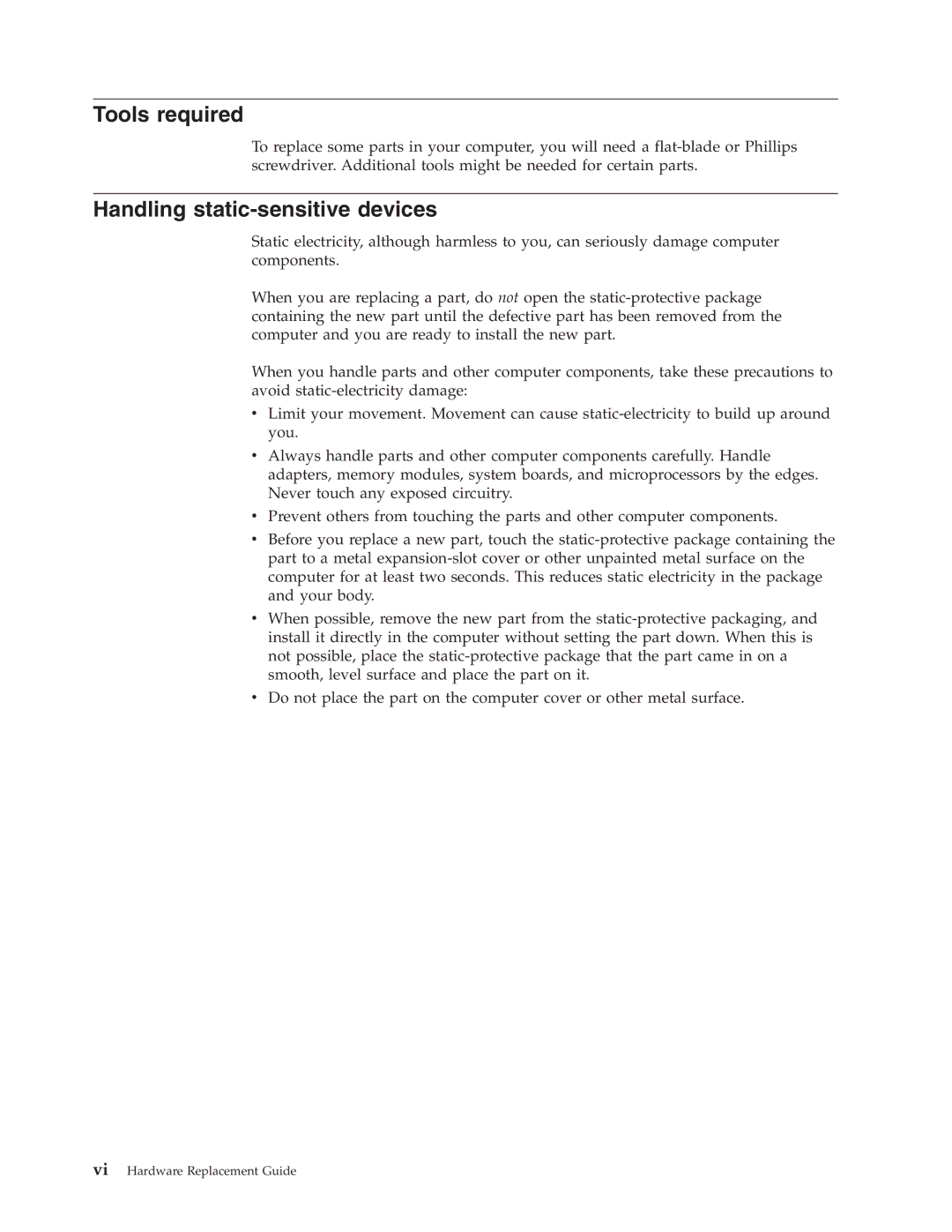 IBM 8123, 8138, 8131, 8137, 8124, 8122 manual Tools required, Handling static-sensitive devices 