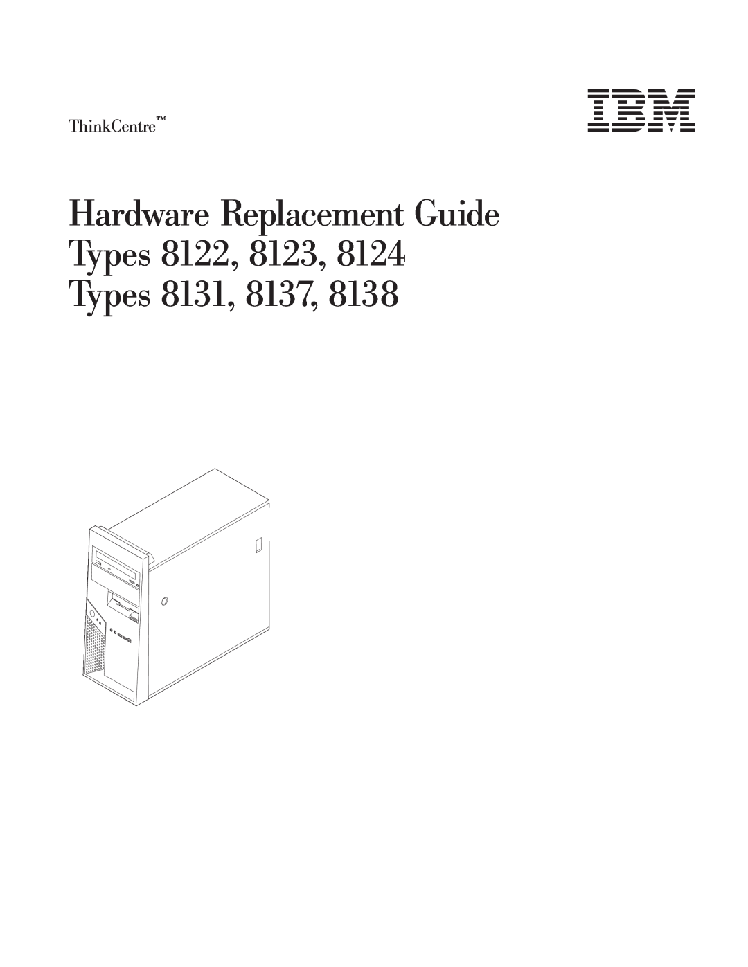 IBM 8131, 8138, 8137, 8124 manual Hardware Replacement Guide Types 8122, 8123 Types, ThinkCentre 