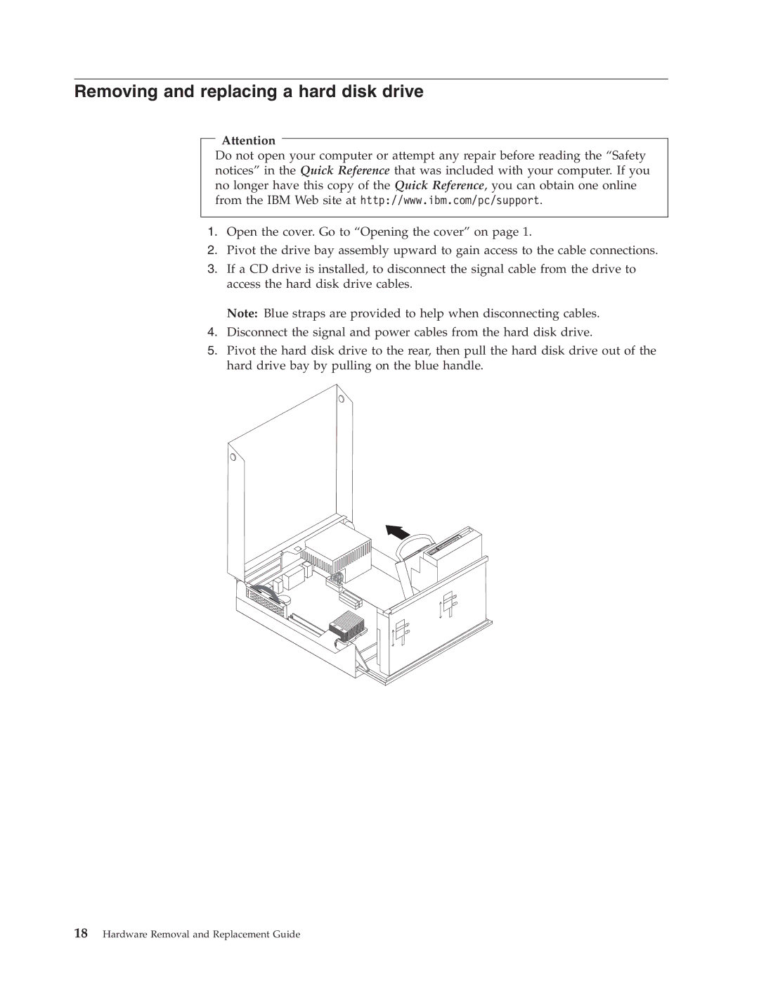 IBM 8424, 8171, 8428, 8425, 8173 manual Removing and replacing a hard disk drive 