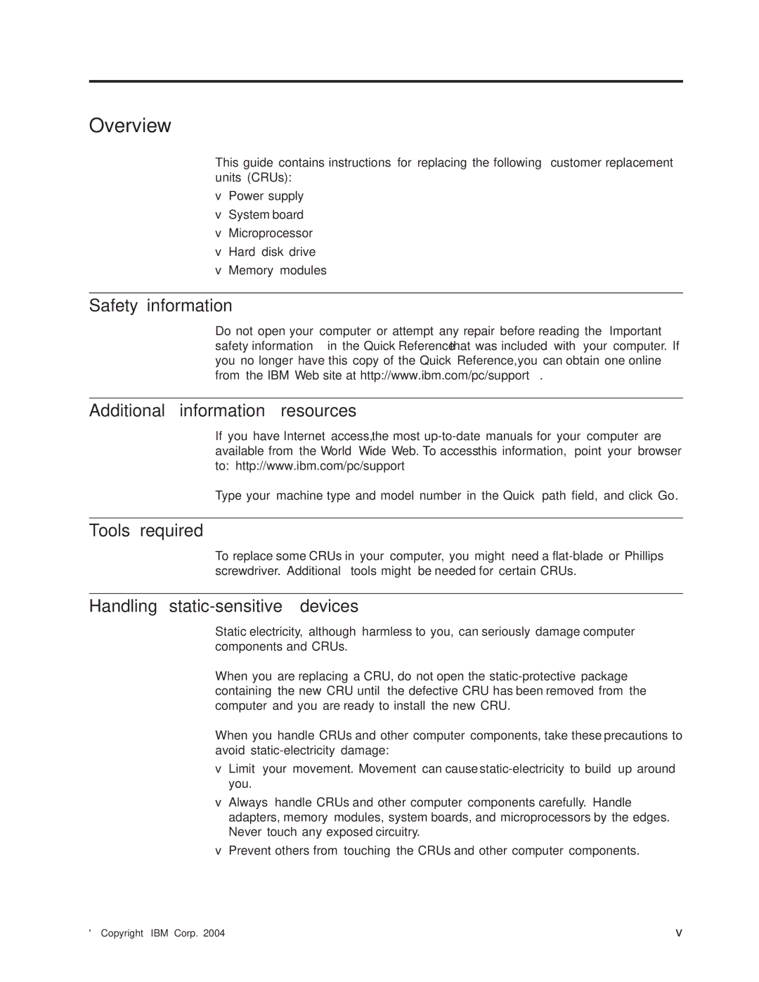 IBM 8428, 8171, 8424 Safety information Additional information resources, Tools required, Handling static-sensitive devices 