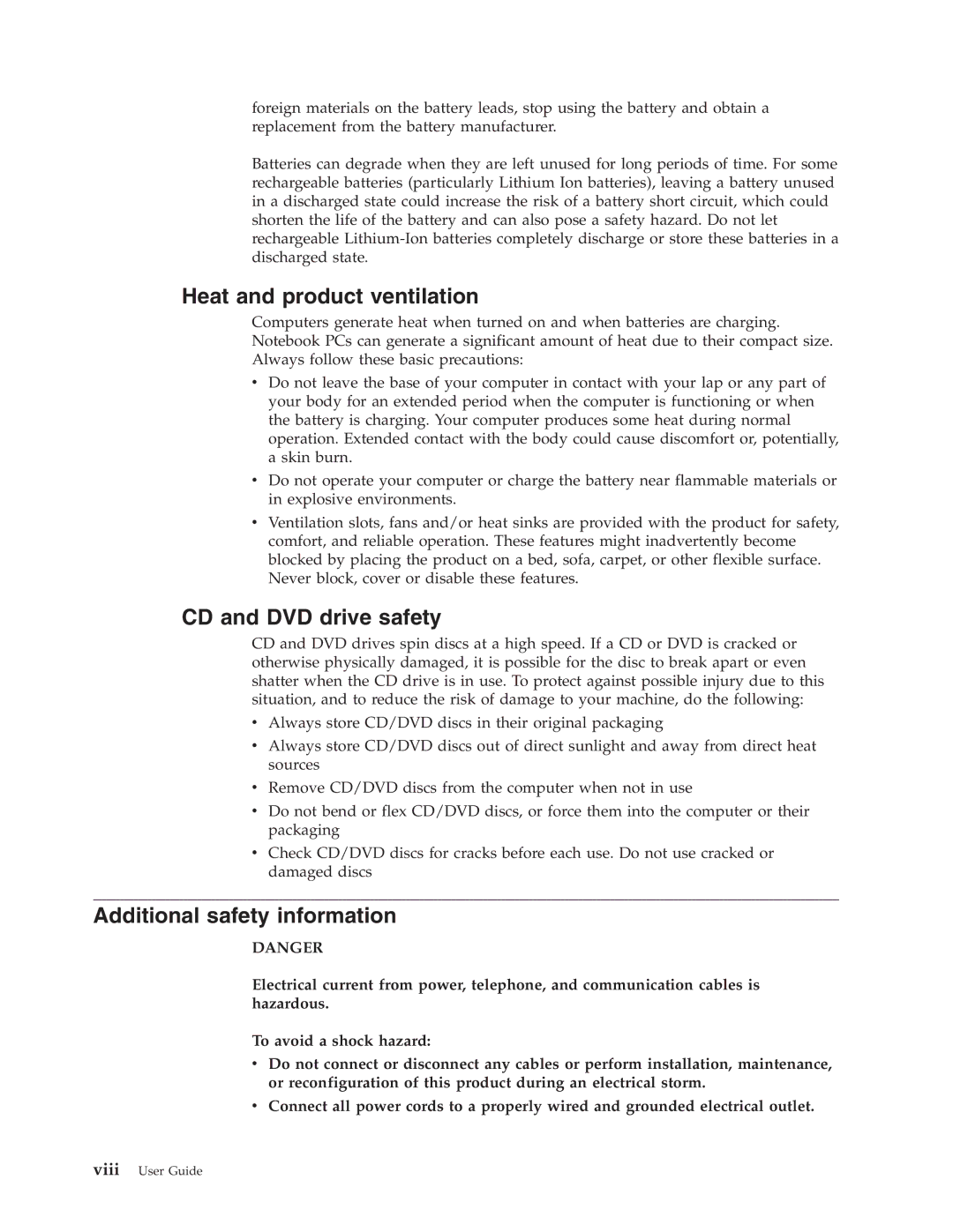 IBM 8183 manual Heat and product ventilation, CD and DVD drive safety, Additional safety information 