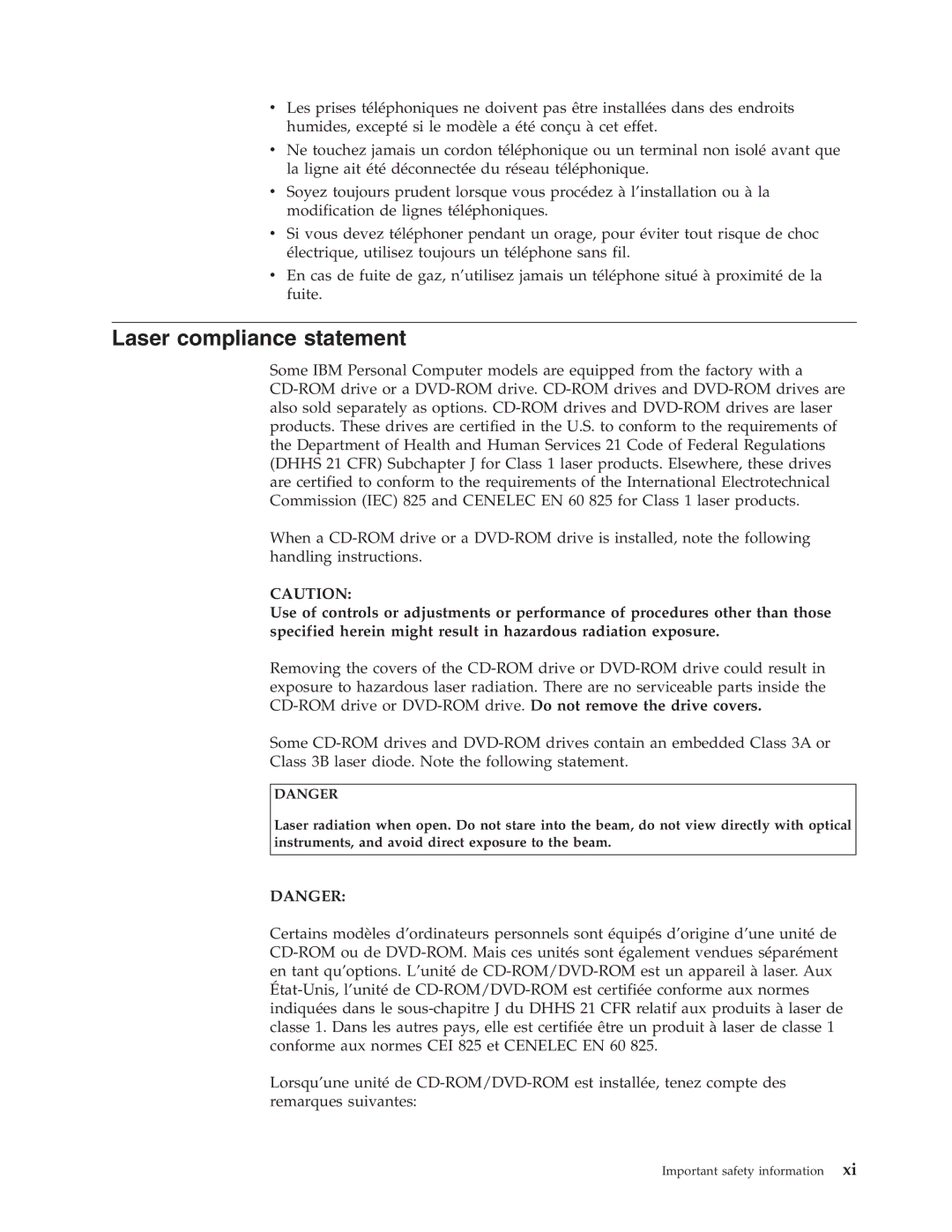 IBM 8183 manual Laser compliance statement 