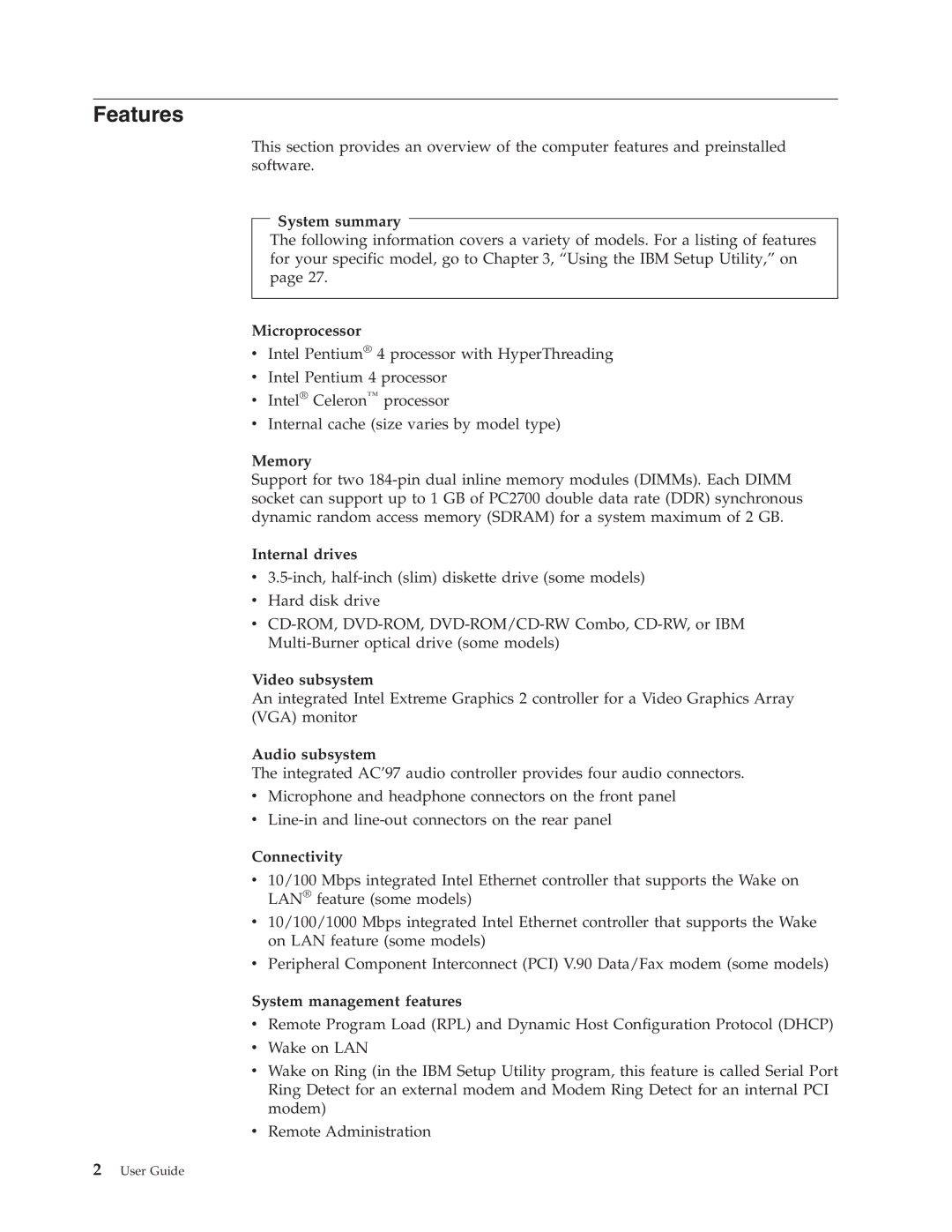 IBM 8183 manual Features, System summary 