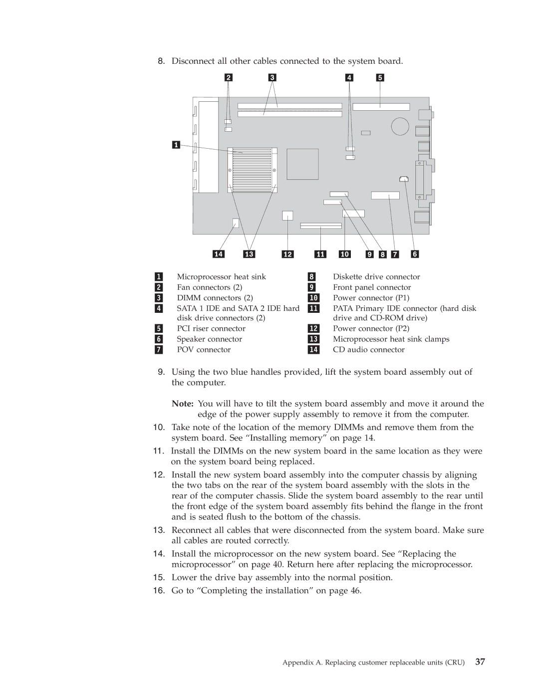 IBM 8183 manual Disconnect all other cables connected to the system board 