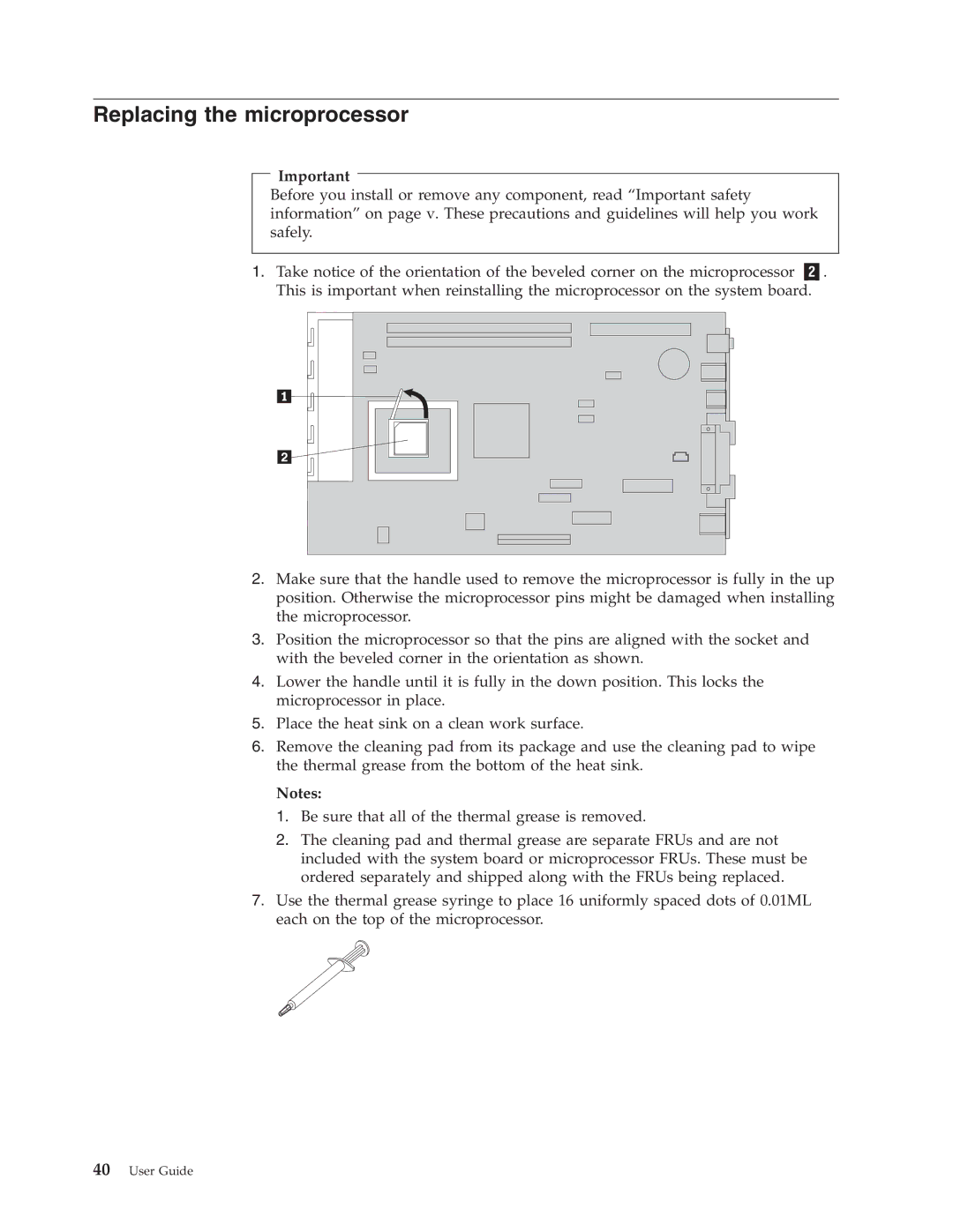 IBM 8183 manual Replacing the microprocessor 