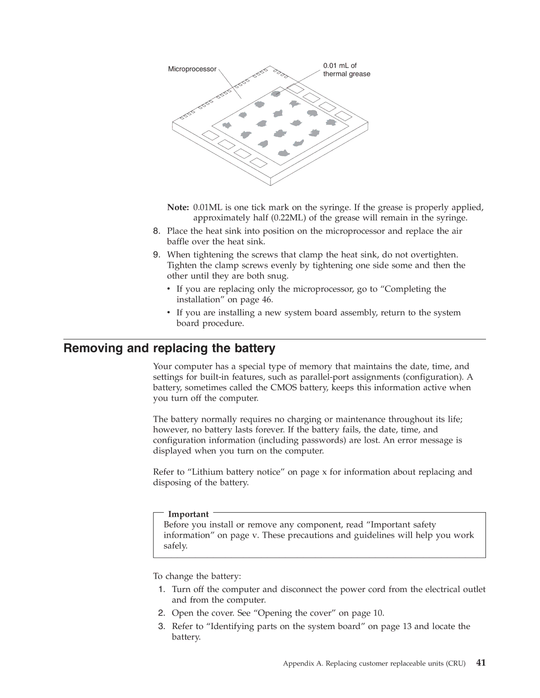 IBM 8183 manual Removing and replacing the battery 