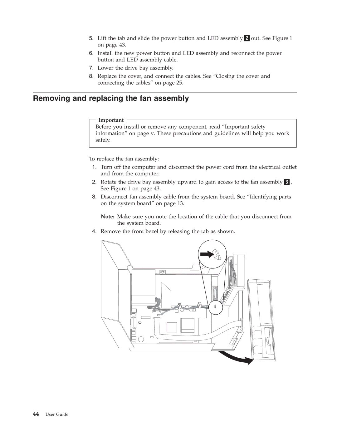 IBM 8183 manual Removing and replacing the fan assembly 