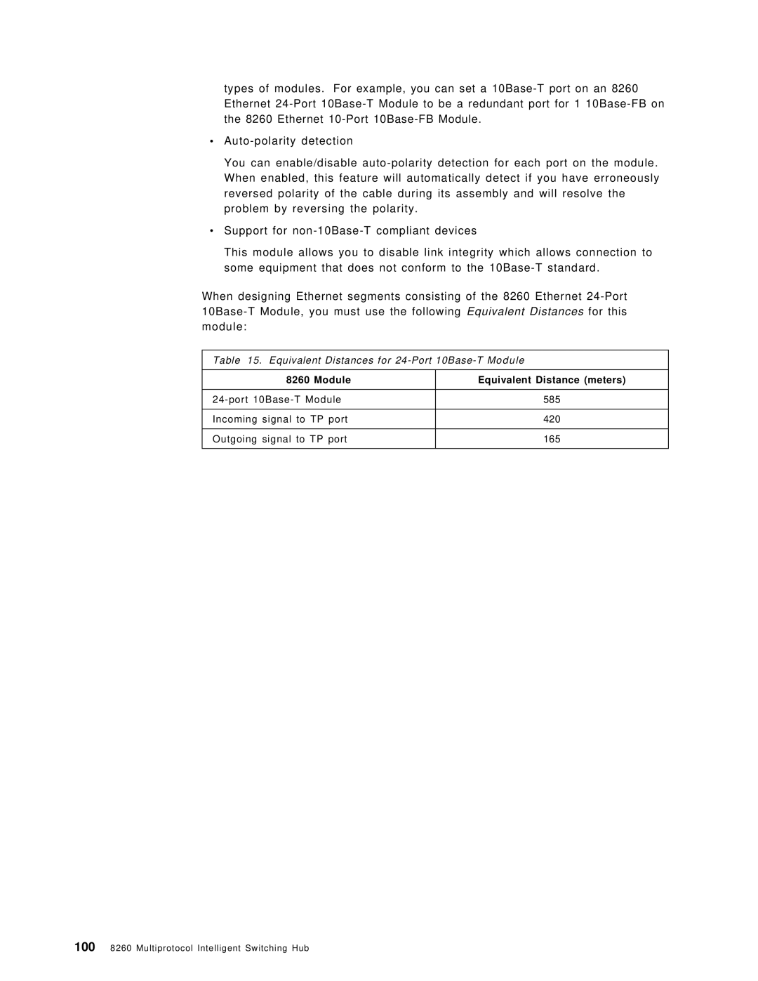 IBM 8260 manual Module Equivalent Distance meters 