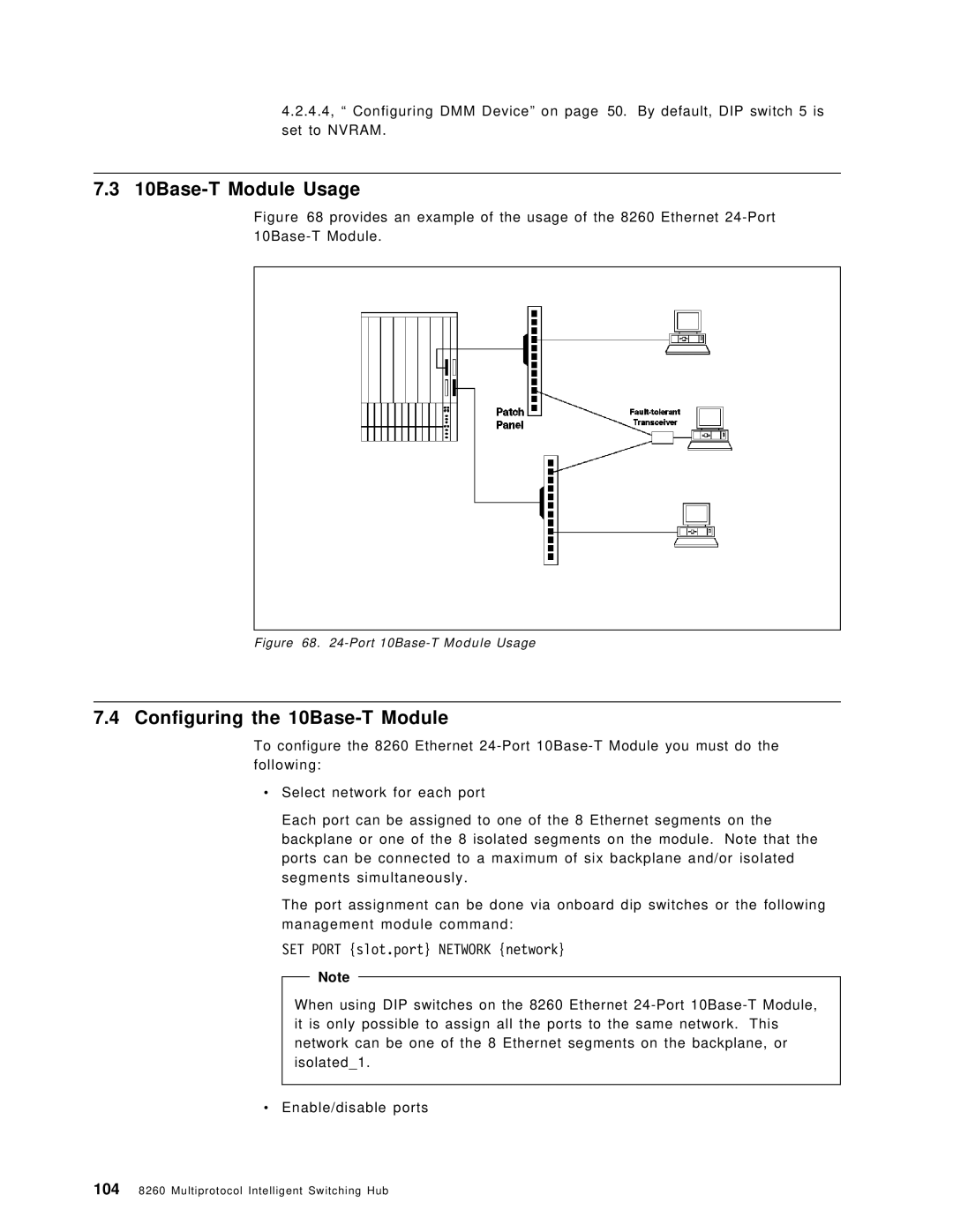 IBM 8260 manual 10Base-T Module Usage, Configuring the 10Base-T Module, SET Port slot.port Network network 