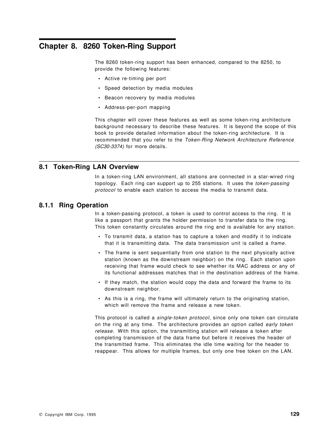 IBM 8260 manual Token-Ring Support, Token-Ring LAN Overview, Ring Operation 