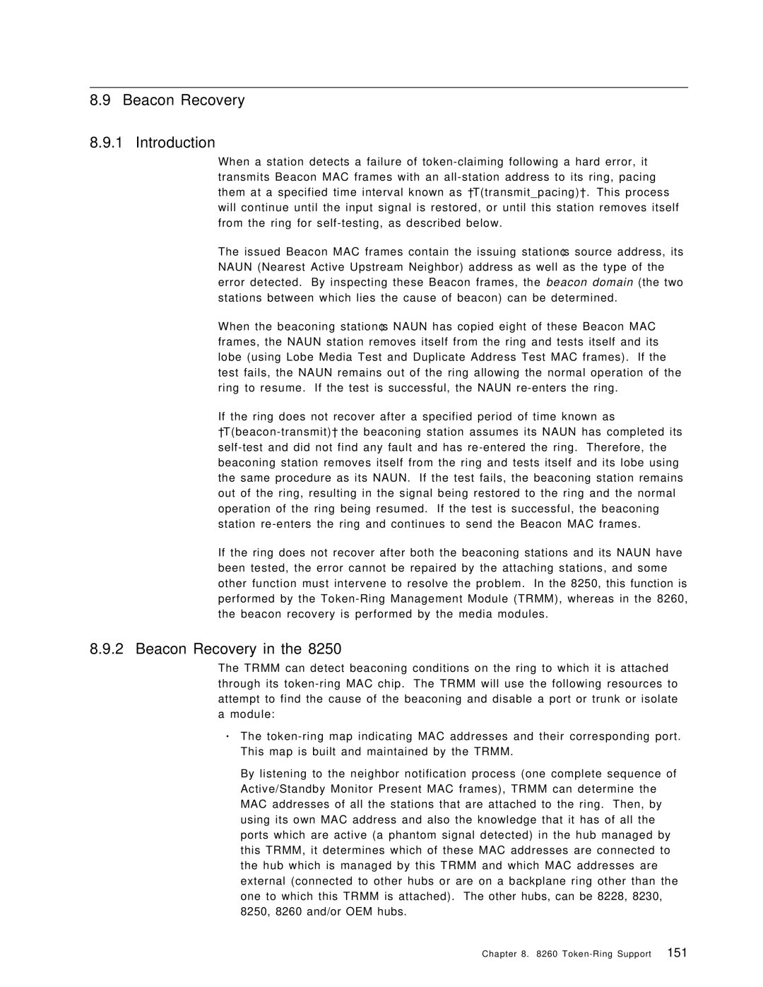 IBM 8260 manual Beacon Recovery Introduction 