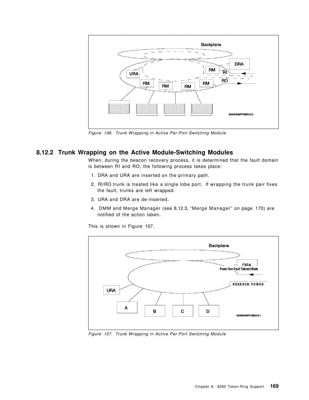 IBM 8260 manual Trunk Wrapping on the Active Module-Switching Modules, Trunk Wrapping in Active Per-Port Switching Module 