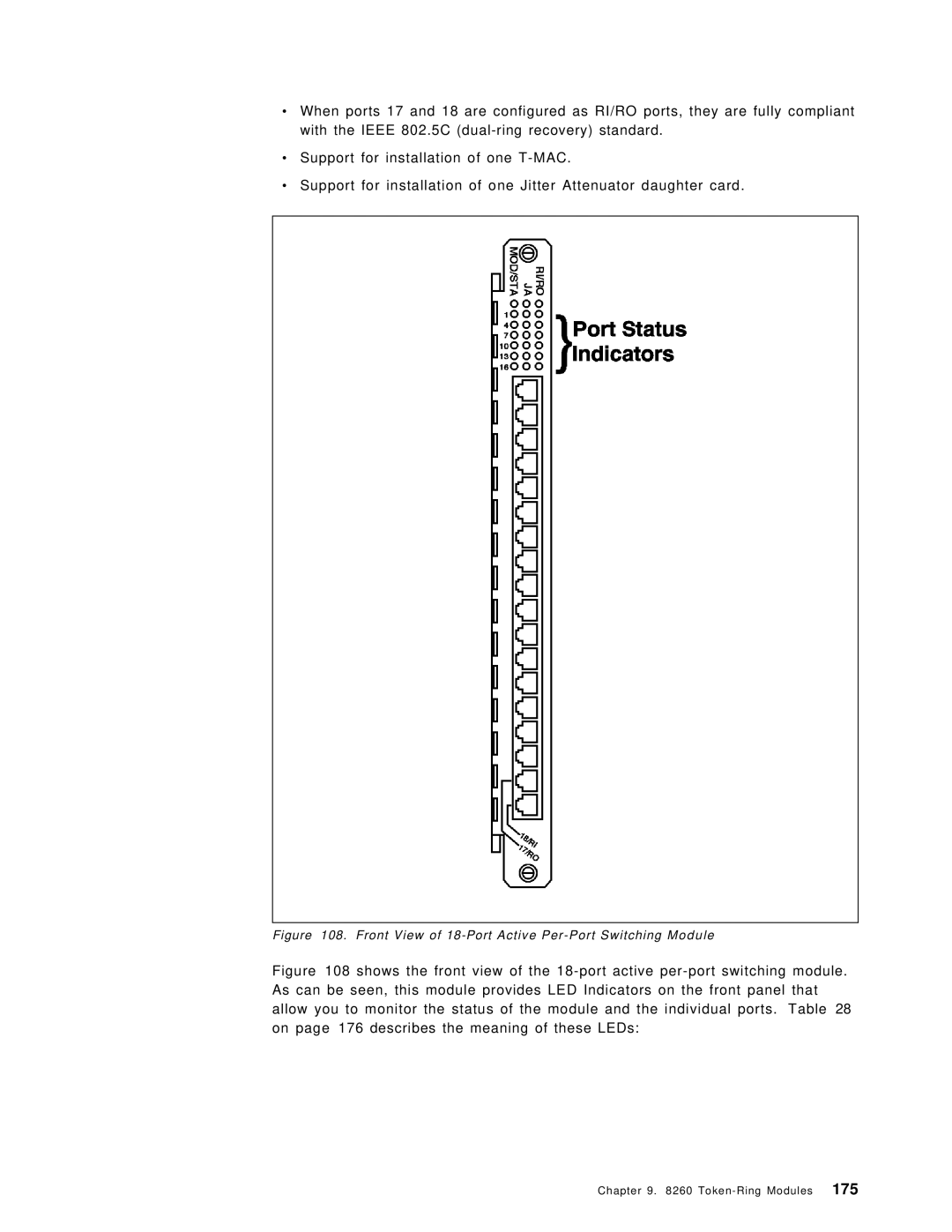 IBM 8260 manual Front View of 18-Port Active Per-Port Switching Module 