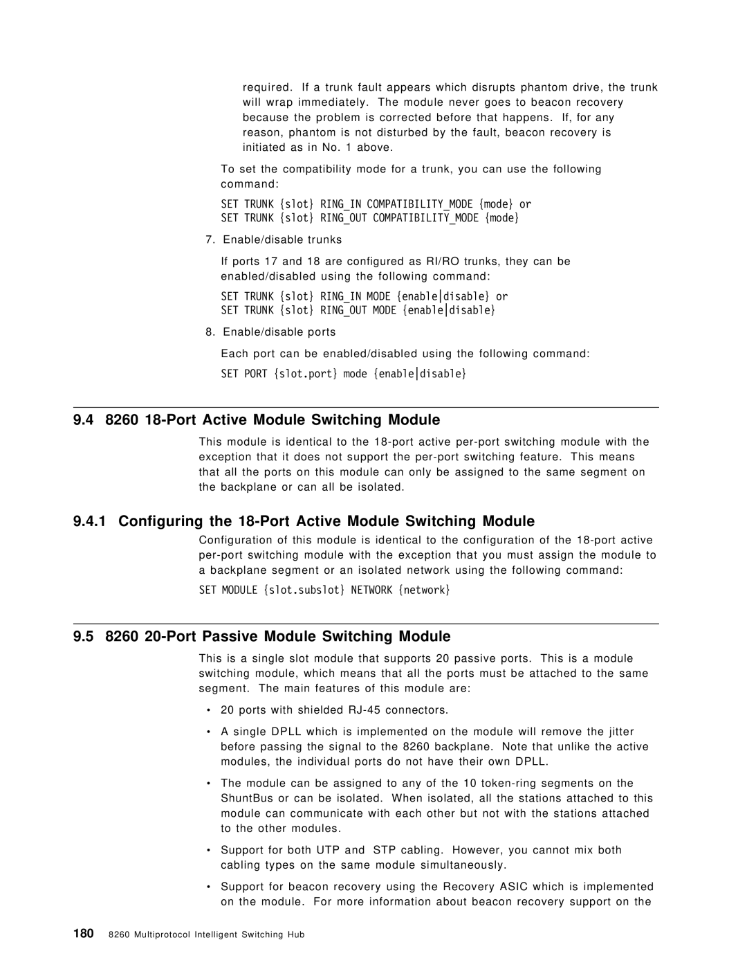 IBM manual 8260 18-Port Active Module Switching Module, Configuring the 18-Port Active Module Switching Module 