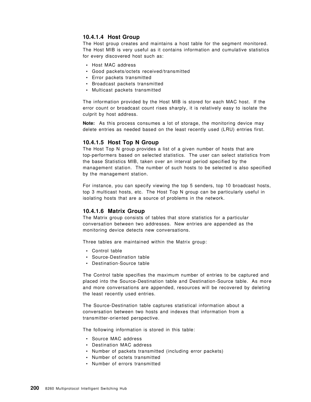 IBM 8260 manual Host Group, Host Top N Group, Matrix Group 