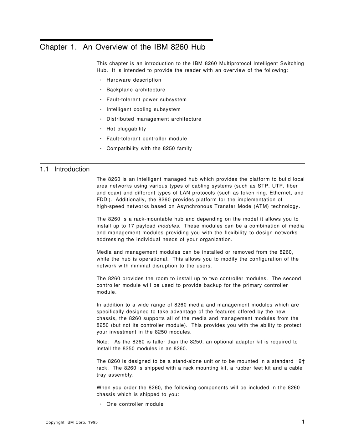 IBM manual An Overview of the IBM 8260 Hub, Introduction 