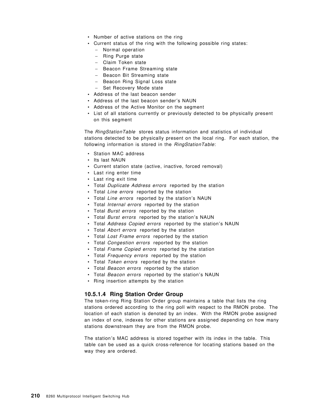 IBM 8260 manual Ring Station Order Group 