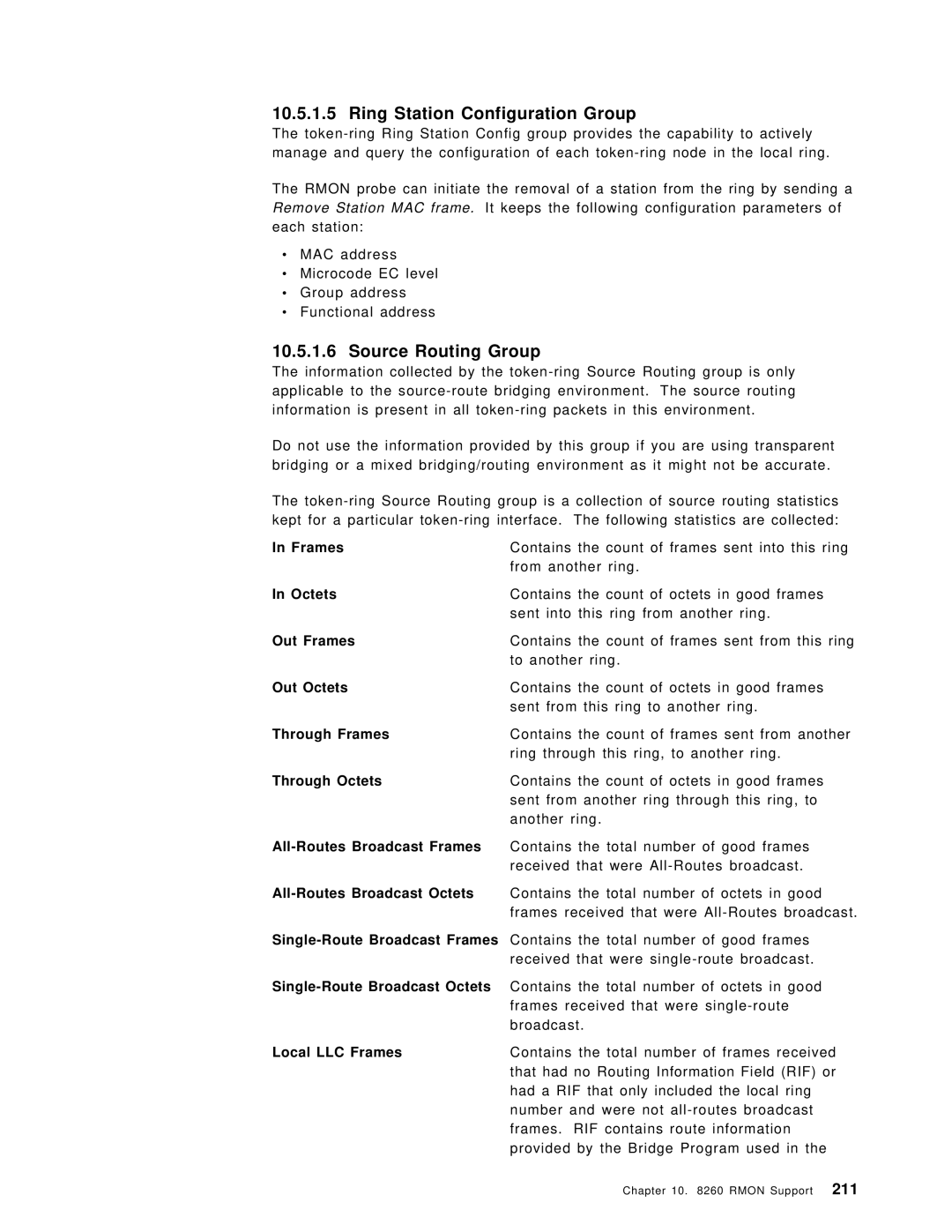 IBM 8260 manual Ring Station Configuration Group, Source Routing Group 