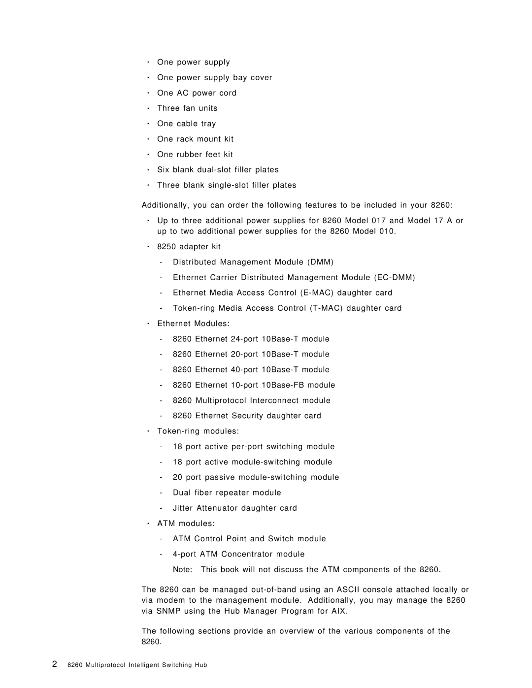 IBM 8260 manual Multiprotocol Intelligent Switching Hub 