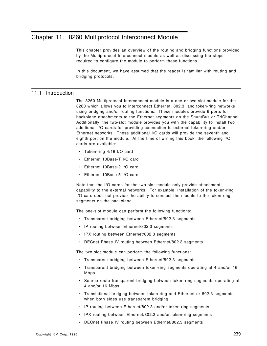 IBM 8260 manual Multiprotocol Interconnect Module, 239 