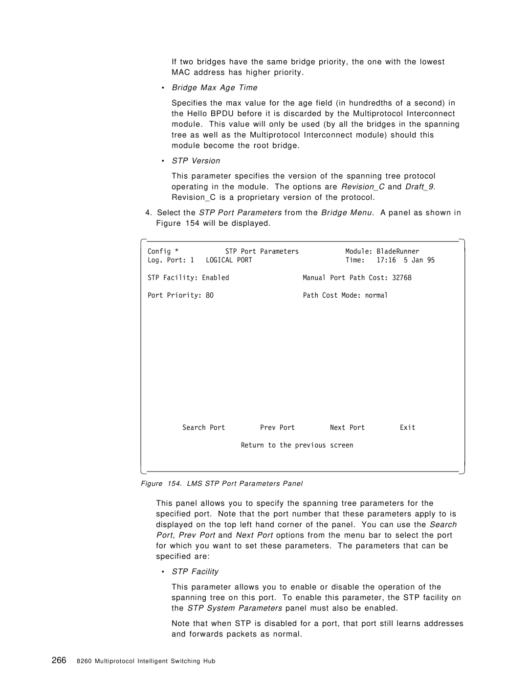 IBM 8260 manual ∙ Bridge Max Age Time, ∙ STP Version 