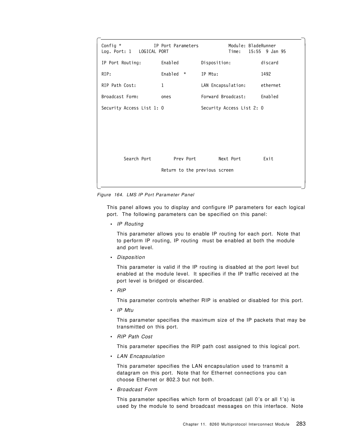 IBM 8260 manual IP Mtu, RIP Path Cost, LAN Encapsulation, ∙ Broadcast Form 