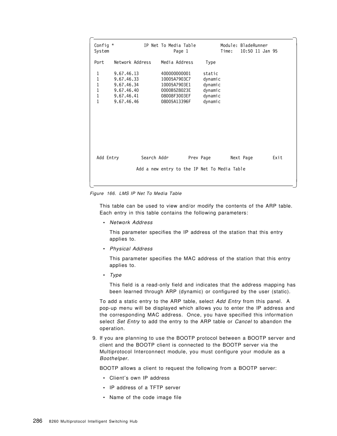 IBM 8260 manual ∙ Network Address, ∙ Physical Address, ∙ Type 