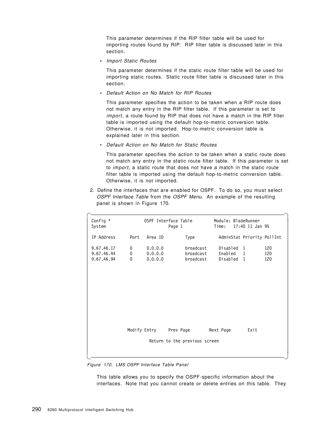 IBM 8260 manual ∙ Import Static Routes, ∙ Default Action on No Match for RIP Routes 