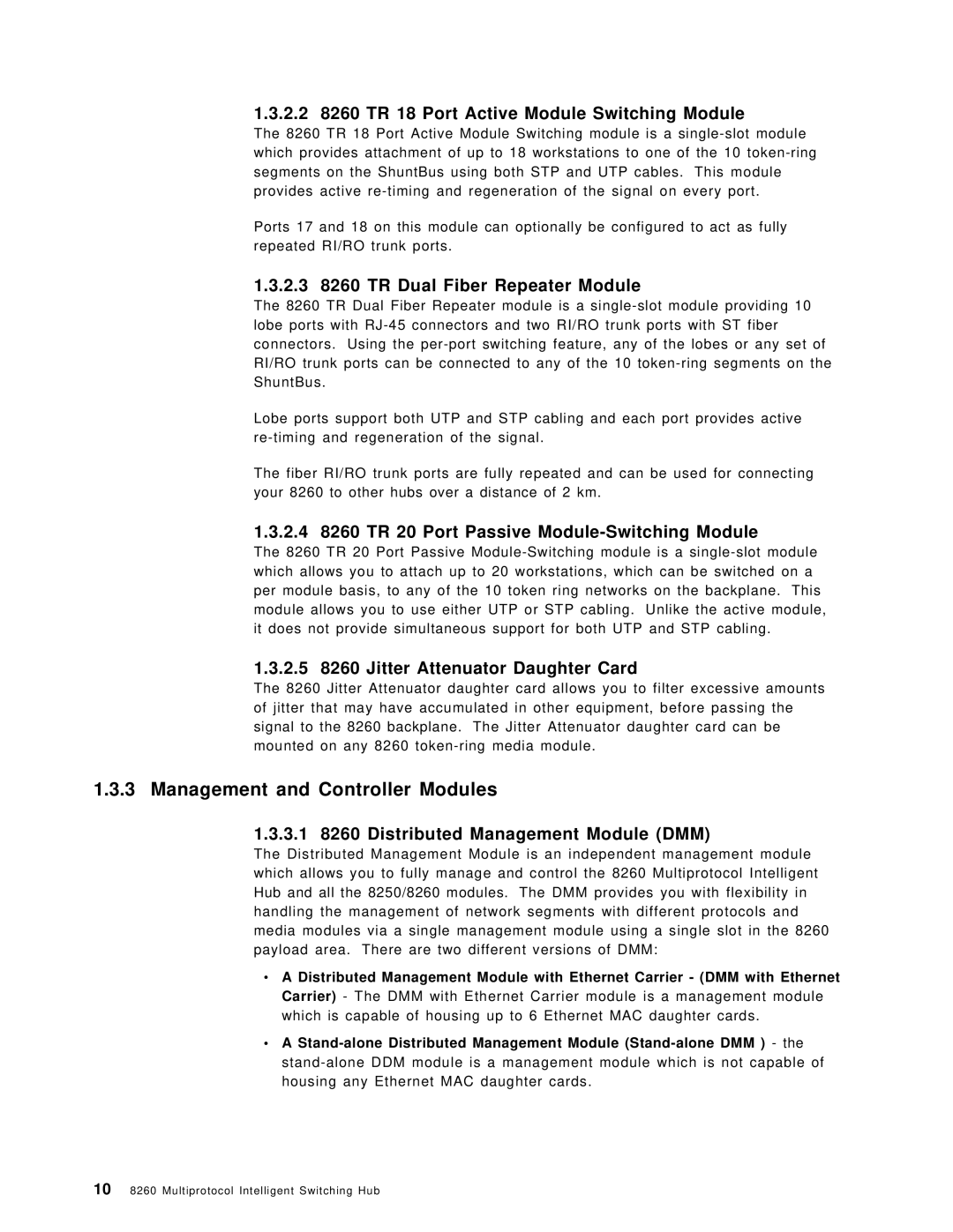 IBM 8260 manual Management and Controller Modules 