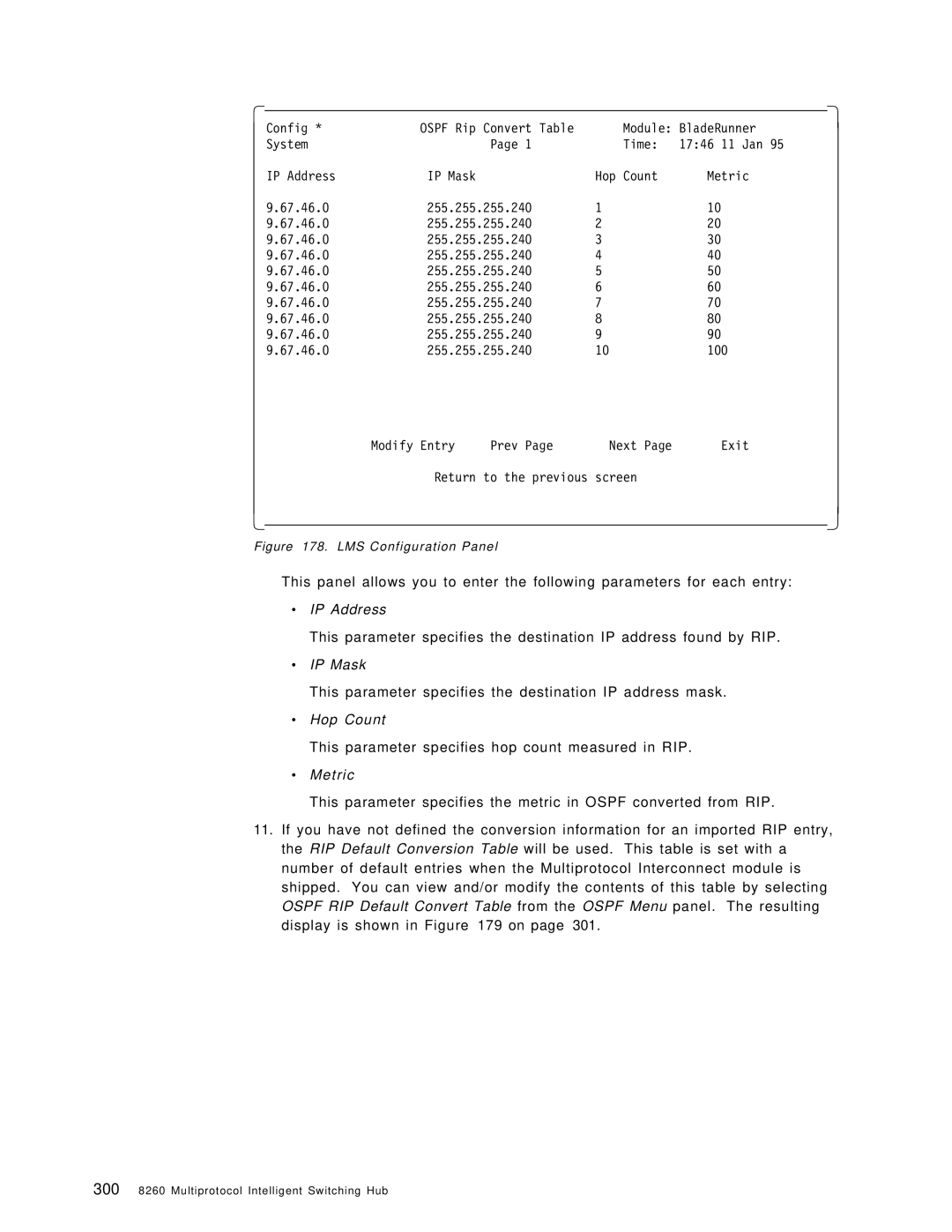 IBM 8260 manual This parameter specifies the destination IP address mask, Hop Count 