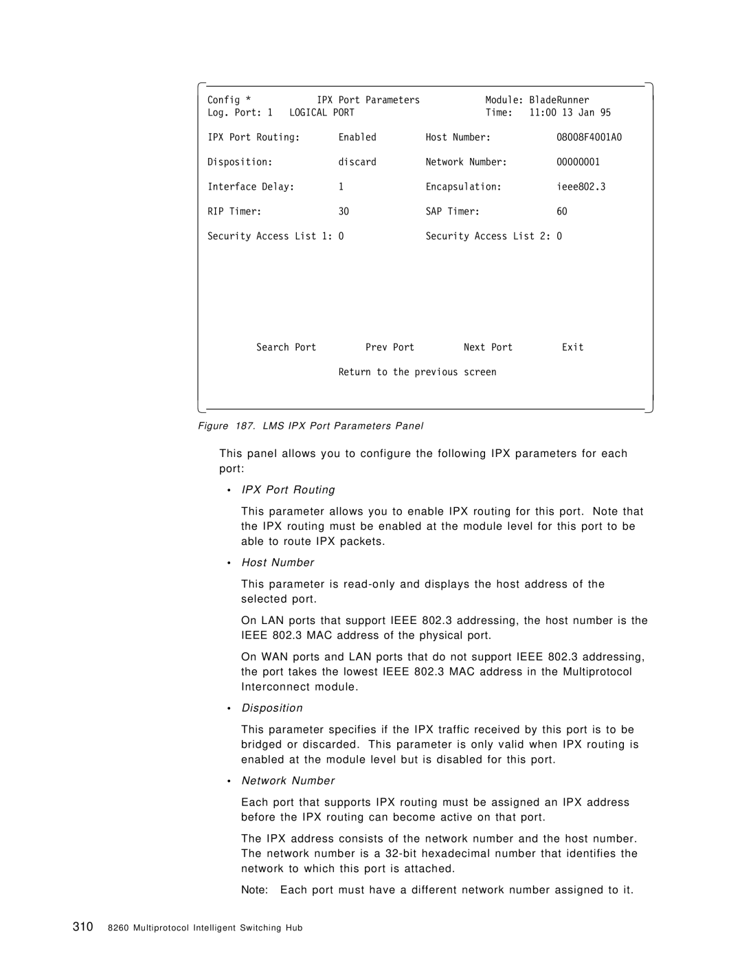 IBM 8260 manual ∙ IPX Port Routing, ∙ Host Number, ∙ Network Number 