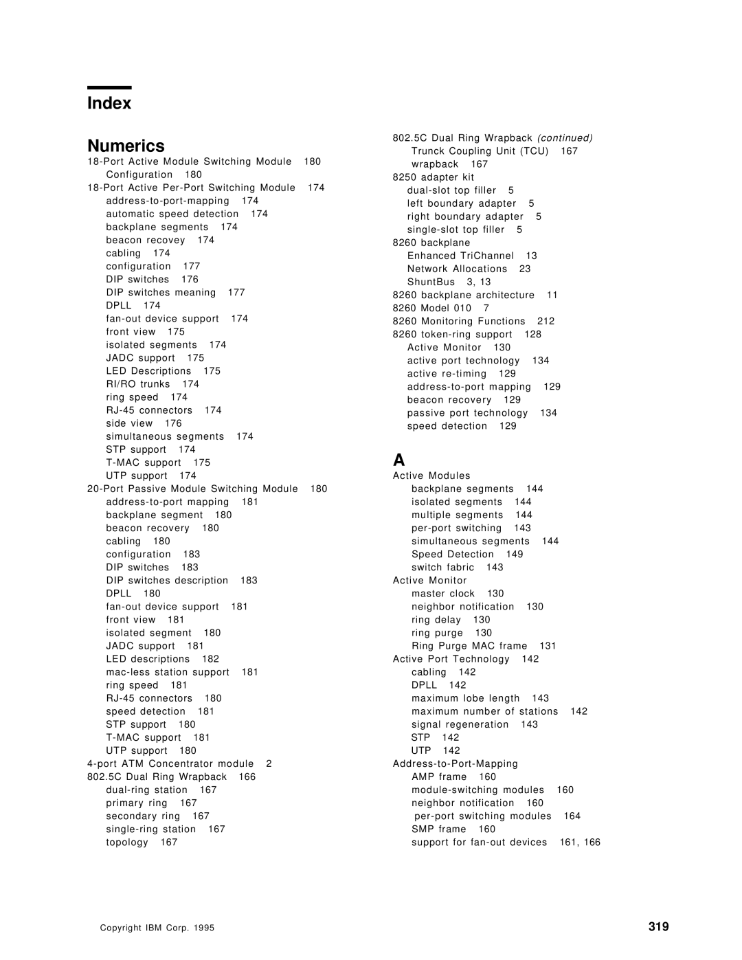 IBM 8260 manual Index Numerics, Utp 