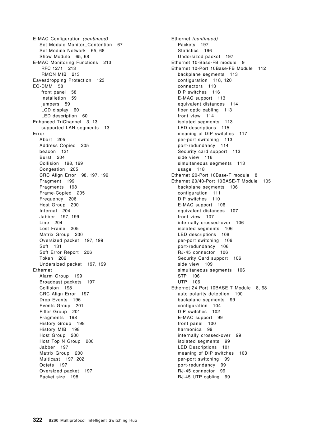 IBM 8260 manual Ethernet 