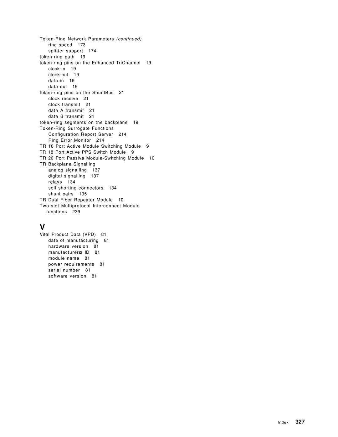 IBM 8260 manual Index 