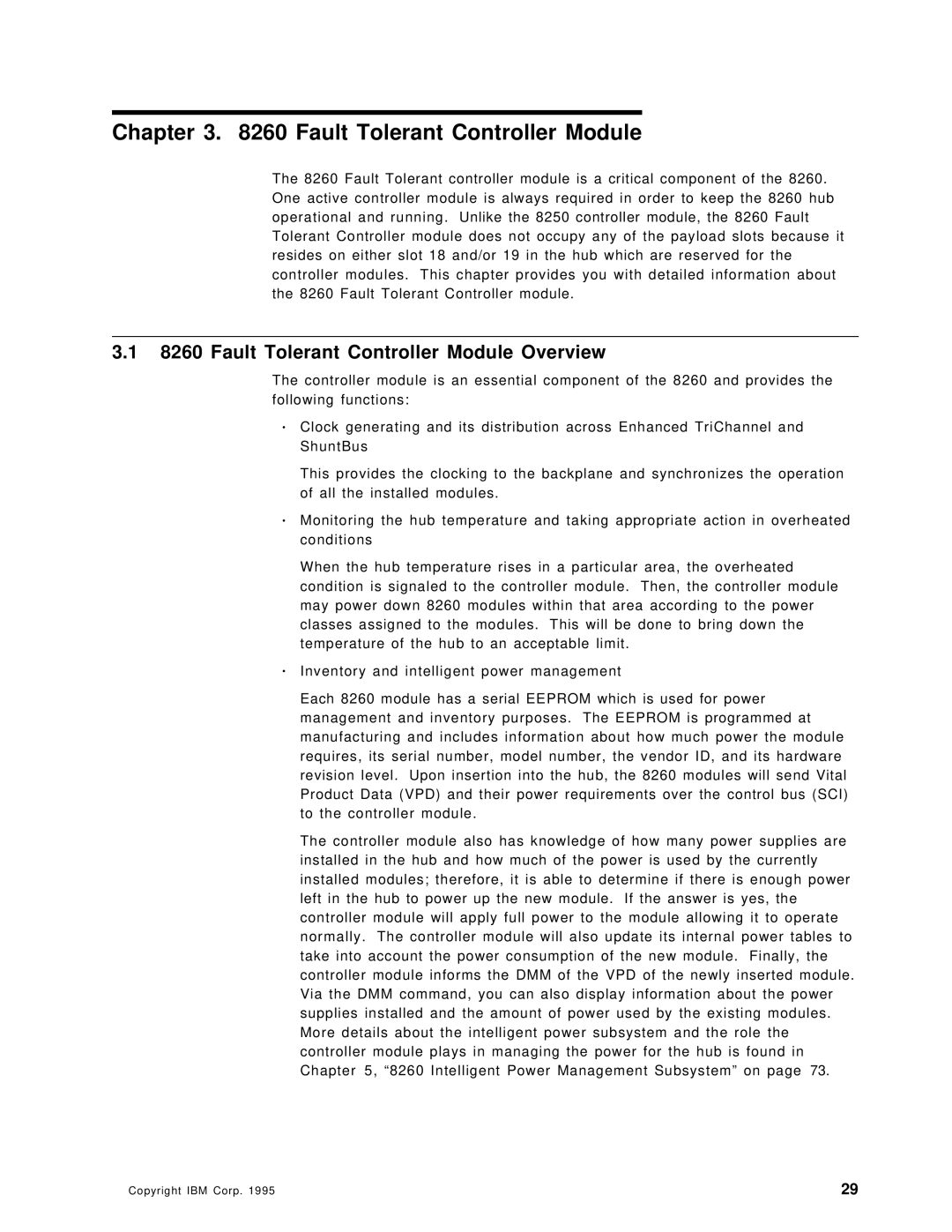 IBM 8260 manual Fault Tolerant Controller Module Overview 