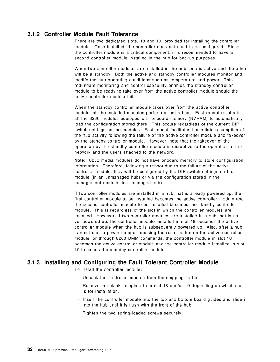 IBM 8260 manual Controller Module Fault Tolerance 